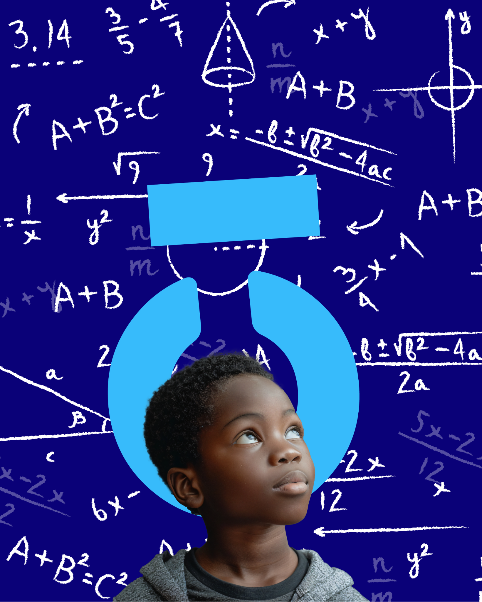 Élève Oyigha avec fond mathématique